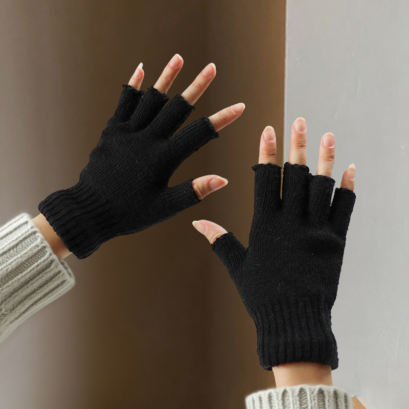 Leather Driving Glove - Sarung Tangan Setengah Jari Wol untuk